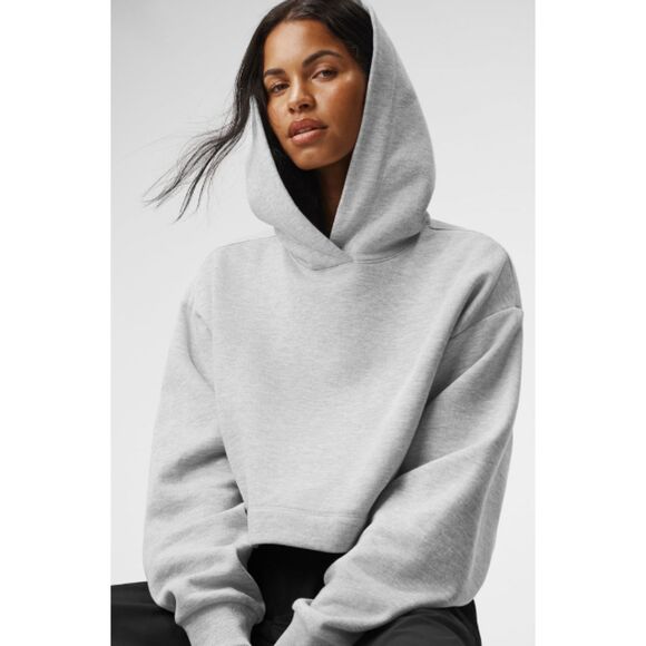 ALO Yoga Tops - Alo Yoga Oversized Long Sleeve Cropped Hoodie Gray Size XS
